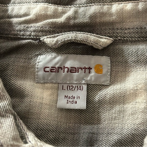 Carhartt Women's Plaid Button Down Shirt Long Sleeve Gray Size Large - Picture 4 of 8